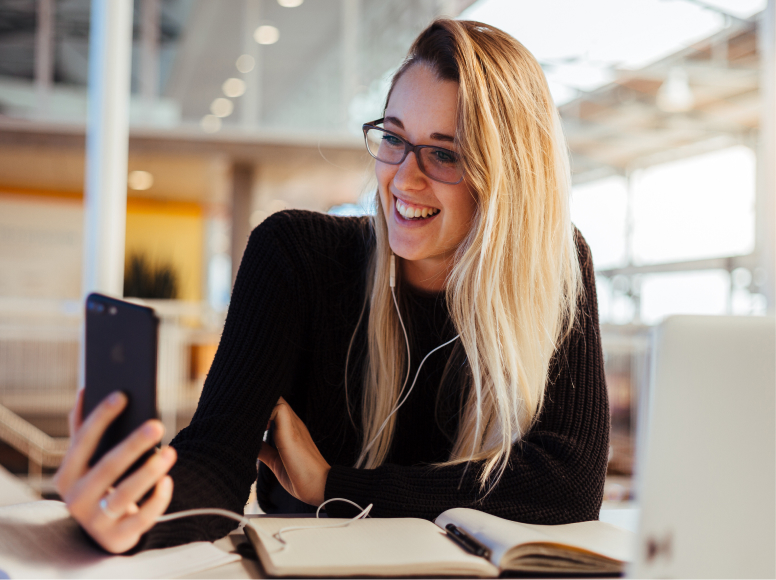 Notary Pro women working on device