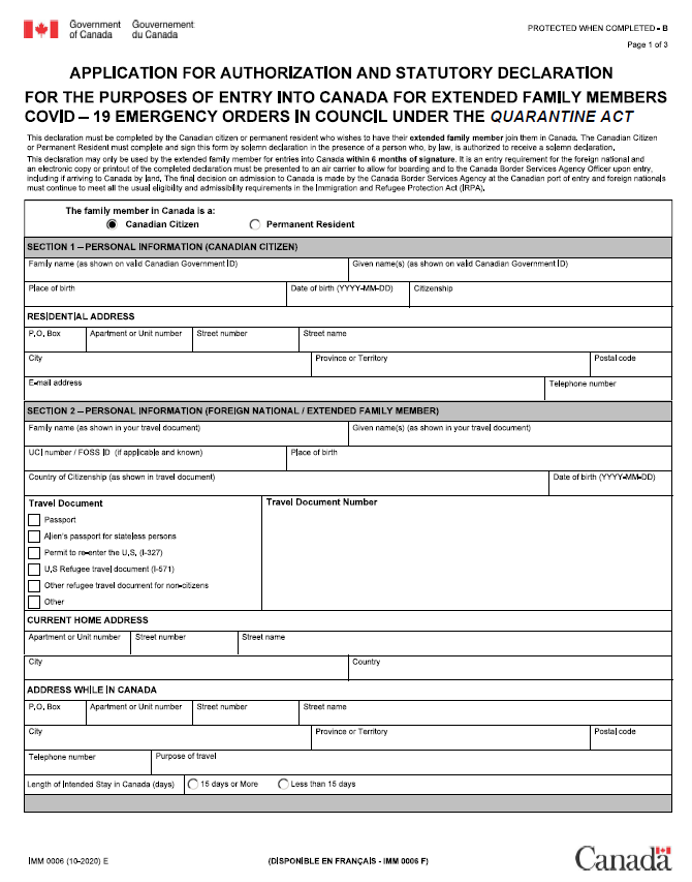 IMM0006E Form IMM0006E Form Image