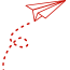 Red icon of a paper plane flying to the top right, with a dotted trail behind it.